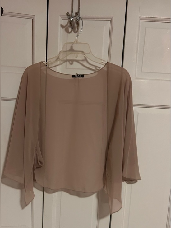 SLNY Tops - SLNY Sheer Shrug For Dressy Occasions in Nude Blush-Button Option for Sleeves